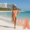 AARAM Stylish Premium Women's One Piece Swimsuit with Cover Ups Wrap Skirt Sarong Floral Print Monokini Tummy Control Swimwear, Printed Costume Women Beach Wear