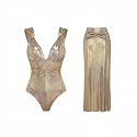 AARAM Stylish Premium Women's One Piece Swimsuit with Cover Ups Wrap Skirt Sarong Floral Print Monokini Tummy Control Swimwear, Printed Costume Women Beach Wear