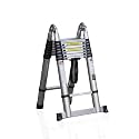 Aardwolf Quickfit 5+5 Step Heavy Duty Aluminium Telescopic Ladder (A Type 1.9M+1.9M/6.2FT+6.2FT) 3.8M/10 Step | Foldable for Home, DIY, Professional, Industrial Use | 150 Kg Capacity