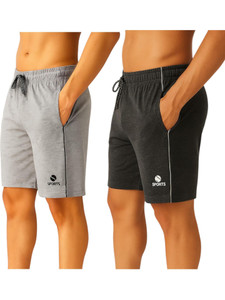 Aargee Solid Men Grey Black Regular Shorts