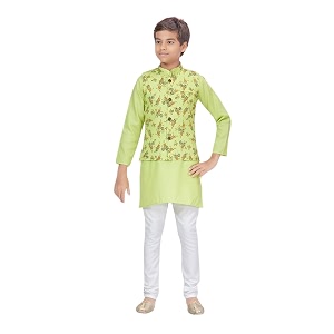 Aarika Boys Light Green-White Color Kurta Pyjama