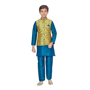 Aarika Boys Orange Color Kurta Pyjama With