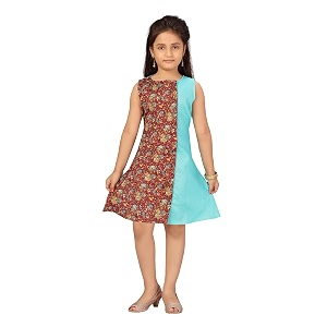 Aarika Girls Cotton Skater Knee-Length Middi