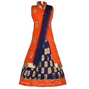 Aarika Girls Long Jacket Lehenga And Dupatta
