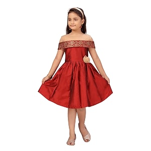 Aarika Girls Maroon Color Dress