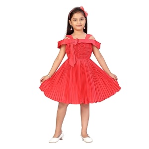 Aarika Girls Silk Fit and Flare Knee-Length