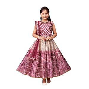 Aarika Girls Silk Readymade Ethnic Wear Floral