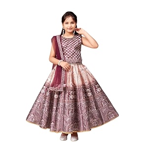 Aarika Girls Silk Readymade Ethnic Wear Floral
