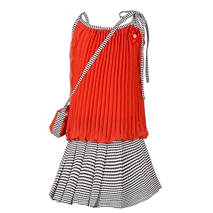aarika girls gajri_grey color georgette fabric self design top amp skirt