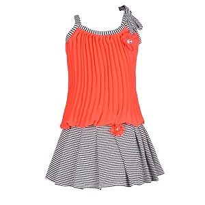 aarika girls gajri_grey color georgette fabric self design top amp skirt
