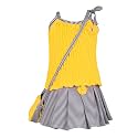 Aarika Girls Gajri_Grey Color Georgette Fabric Self Design Top &amp; Skirt