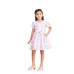 Aarika Girls Casual Wear Blue Colour Floral