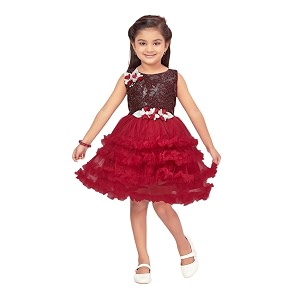 Aarika Girls Dark Green Colour Self Design