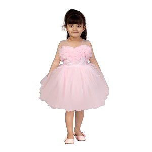 aarika girl39s knee length dress pink 6 years-7 years