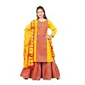 Aarika Girls Ethnic Wear Black Colour Damask Print Rayon Kurti
