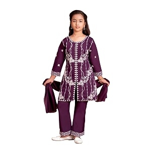 Aarika Girls Ethnic Wear Purple Colour Thread
