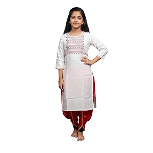 Aarika Girls Ethnic Wear White Colour Tribal