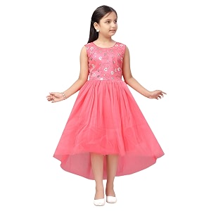 Aarika Girls Gajri Color Net Frock