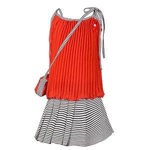 aarika girls gajri_grey color georgette fabric self design top amp skirt