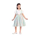 Aarika Girls Green Colour Check Cotton Frock