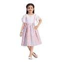 Aarika Girls Green Colour Check Cotton Frock