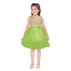 aarika girls lime green color net frock