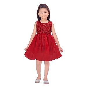 Aarika Girls Maroon Color Net Frock