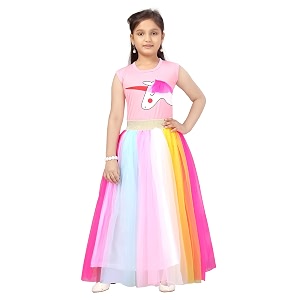 aarika girls pink-multi color long skirt amp top set dr-1662-pink-30