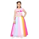 Aarika Girls Pink-Multi Color Long Skirt &amp; Top Set (DR-1662-PINK-30)