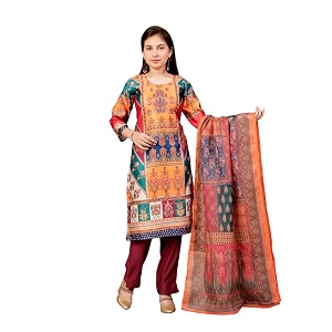 aarika girls satin ethnic wear abstract embalished kurta pant dupatta set