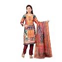 Aarika Girls Satin Ethnic Wear Abstract Embalished Kurta Pant Dupatta Set