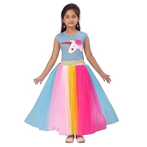 aarika girls firozi colour top and skirt set dr-1662-firozi-36