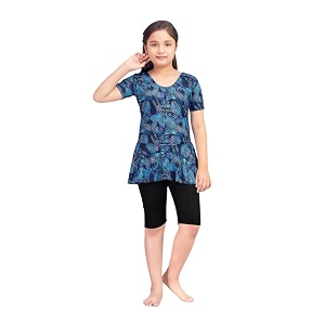 Aarika Girls Sports Wear Blue Colour Leaf