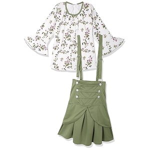 aarika girls white-green colour blended skirt topdr-1608-green-30
