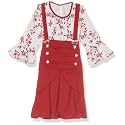 Aarika Girls white-Maroon Colour Blended Skirt Top(DR-1608-MAROON-30)