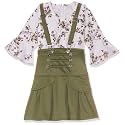Aarika Girls white-Green Colour Blended Skirt Top(DR-1608-GREEN-24)