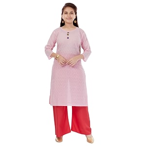 aarika girls casual wear yellow colour embroidery cotton kurti