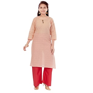 aarika girls casual wear yellow colour embroidery cotton kurti