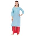 Aarika Girls Casual Wear Yellow Colour Embroidery Cotton Kurti