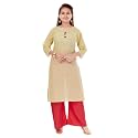 Aarika Girls Casual Wear Yellow Colour Embroidery Cotton Kurti