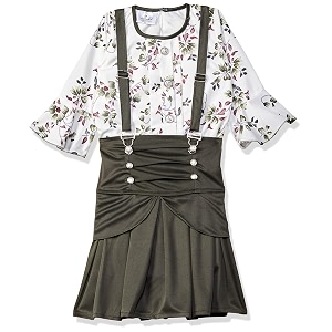 aarika girls white_maroon color blended skirt top