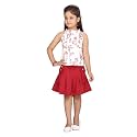 Aarika Girls white_Maroon Color Blended Skirt Top