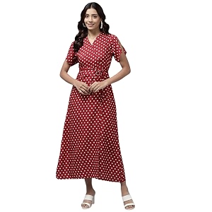 Aarika Womens Maroon Color Georgette Middi