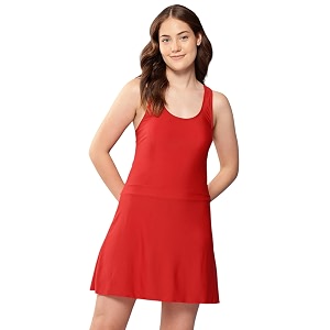aarika womens sports wear red colour solid nylon padded swim dress-xs-xl-sw-w-shm-ab