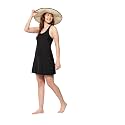 Aarika Womens Sports Wear Black Colour Solid Nylon Padded Swim Dress -(XS-XL)-(SW-W-SHM-AB-510-BLACK-38)