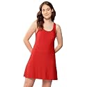 Aarika Womens Sports Wear Red Colour Solid Nylon Padded Swim Dress-(XS-XL)-(SW-W-SHM-AB-510-RED-40)