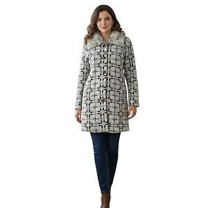 Aarika Womens Winter Wear Grey Colour Abstract