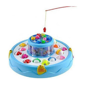 aarohi collections go go fishing electric rotating magnetic fish catching game with musical lights for kids multicolor party  fun games