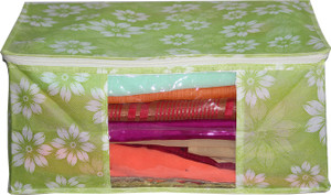aaron inc ai_gf_01 green flower saree cover front transparent pack of 1 ai_gf_01 green