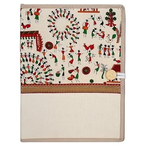 aaryanika pack of 5 multicolor a4 size printed jute fabric file folders for documents certificates document holder jute conference file folder with pen holder